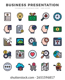 Business Presentation web icons in Lineal Color style.