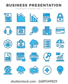 Business Presentation web icons in Two Color style.