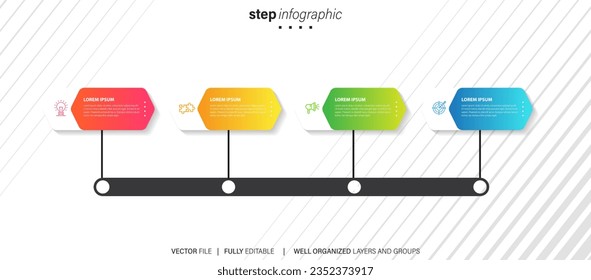 Business presentation with white arrows on white background template. Vector illustration.
