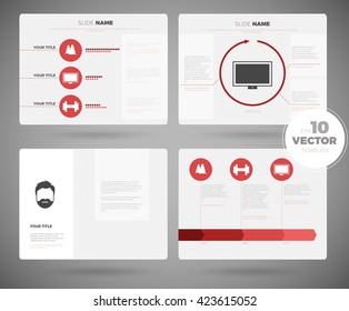 Business presentation White template set. Creative template design background. Editable vector slide templates modern white design