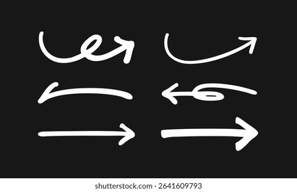 Business Presentation-Friendly.Cute and Pop Hand-Drawn Curved Arrows – Vector Illustration