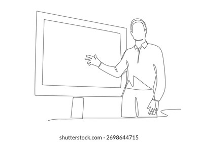 Desenho de uma linha do conceito de apresentações comerciais