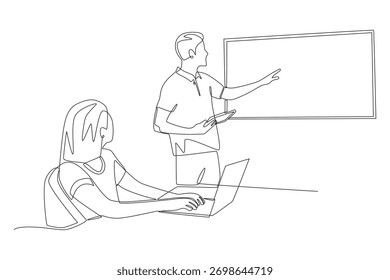 Concepto de presentaciones de negocios dibujo de una línea