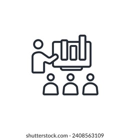 icono de presentaciones de negocios. vector.Curso editable.Signo de estilo lineal para uso de diseño web,logotipo.Ilustración de símbolo.