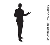 Business presenter in suit, vector silhouette