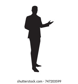 Business presenter in suit, vector silhouette