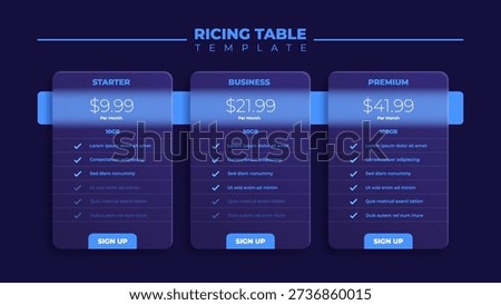 Business price chart template, Web banner checklist template design. Design a price list comparison table.