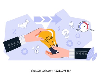 Concepto de solución de problemas empresariales, decisión de sugerencia y estrategia para la empresa. Solución comercial e idea para aumentar la rentabilidad de la empresa, ilustración de vector plano de dibujos animados aislados en blanco.