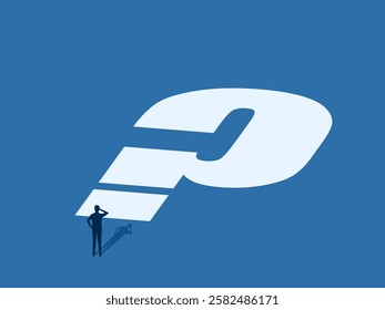 Business problem solving, Man facing a question mark