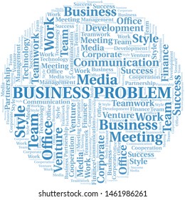Business Problem word cloud. Collage made with text only.