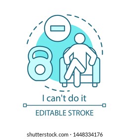 Business problems concept icon. Finding solution to problem. idea thin line illustration. I can't do it. Heavy work, job. End of career. Vector isolated outline drawing. Editable stroke