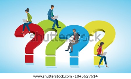 Business problems and soloutions with teamwork. Dimensioni 16:9. Vector illustration.