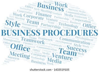 Business Procedures Word Cloud. Collage Made With Text Only.