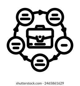 Vector de línea de analista de procesos de negocio. símbolo de analista de procesos de negocio. símbolo de contorno aislado ilustración negra