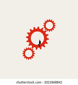 Business process automation with programmer, vector concept. Symbol of modernization workflow, technology. Minimal eps10 illustration