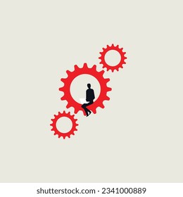 Business process automation with programmer, vector concept. Symbol of modernization workflow, technology. Minimal illustration