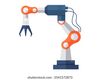 Automação de processos de negócios, uso de robôs e máquinas ilustração vetorial. Braço robótico, operação de sistemas automatizados e software. Inicialização, algoritmo da era digital dominação de inteligência artificial