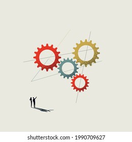 Business process automation vector concept. Symbol of engineering, industry design, management. Minimal eps10 illustration