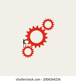 Business process automation vector concept. Symbol of cooperation, workflow, progress. Minimal eps10 illustration.