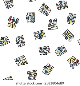 business process automation vector seamless pattern thin line illustration