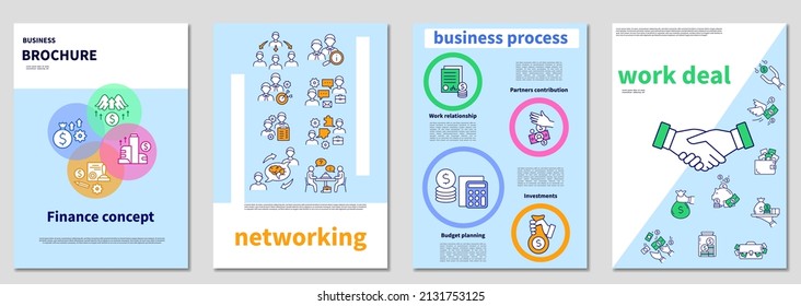 Business process brochure. New startup. Work deal, networking. Business idea templates.Minimal brochure layout and modern report flyers poster template