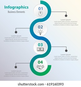 Business Process Chart. Business Data. Abstract Element of Chart, Graph, Diagram with 4 Steps, Options, Parts, Processes. Vector Business Template for Presentation. Creative Infographic Concept.