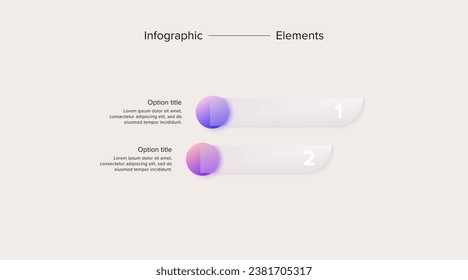 infografías de la gráfica de procesos empresariales con círculos de 2 pasos. Elementos gráficos circulares del flujo de trabajo corporativo. diapositiva de presentación del diagrama de flujo de la empresa. Gráfico informativo vectorial en diseño de glasmorfismo.