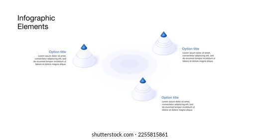 infografías de la gráfica de procesos empresariales con conos de 3 pasos. Elementos gráficos de flujo de trabajo corporativo cúbico. diapositiva de presentación del diagrama de flujo de la empresa. Gráfico informativo vectorial en diseño isométrico.