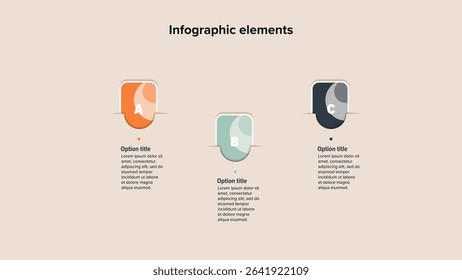 Business process chart infographics with 3 step squares. Rectangular workflow graphic elements. Company flowchart presentation slide. Vector info graphic in flat design