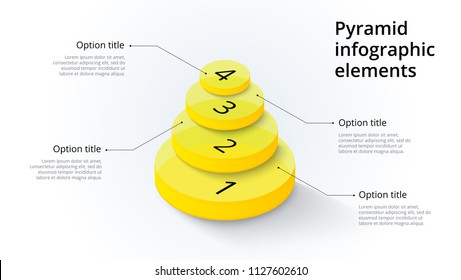 Business process chart infographics with 4 step segments. Isometric 3d corporate timeline infograph elements. Company presentation slide template. Modern vector info graphic layout design.