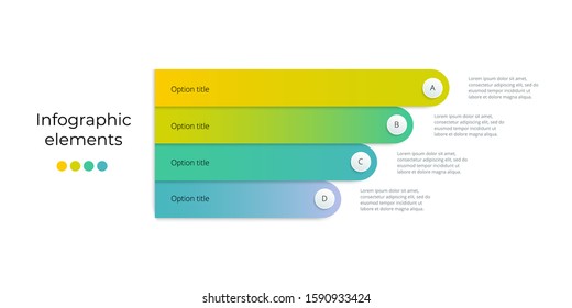 Business process chart infographics with 4 step lines. Linear corporate workflow graphic elements. Company flowchart presentation slide template. Vector info graphic design.