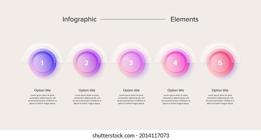 Infografiken zu Geschäftsprozessen mit 4 Stufenkreisen. Circular Corporate Workflow-Grafikelemente. Präsentation des Firmendiagramms Vektorgrafik im Glasmorphismus-Design.