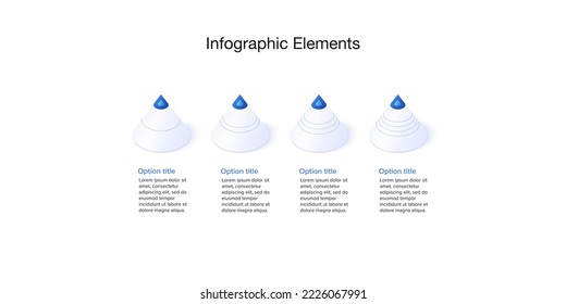 Infografiken zu Geschäftsprozessen mit 4 Step-Kons. Cubic Corporate Workflow-Grafikelemente. Präsentation des Firmendiagramms Vektorgrafik in isometrischem Design.