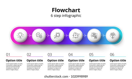 Business process chart infographics with 6 step segments. Circular corporate timeline infograph elements. Company presentation slide template. Modern vector info graphic layout design.