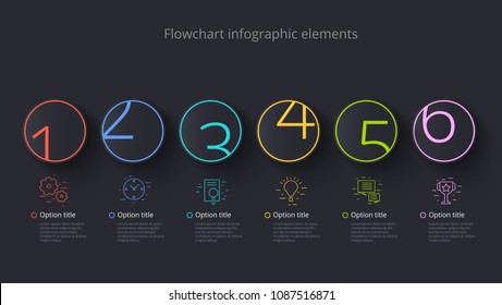 Business process chart infographics with 6 step segments. Circular corporate timeline infograph elements. Company presentation slide template. Modern vector info graphic layout design.