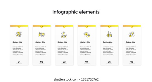 infografías de la gráfica de procesos empresariales con rectángulos de 6 pasos. Elementos gráficos de flujo de trabajo corporativo rectangular. Plantilla de presentación del diagrama de flujo de la empresa. Diseño gráfico de información vectorial.