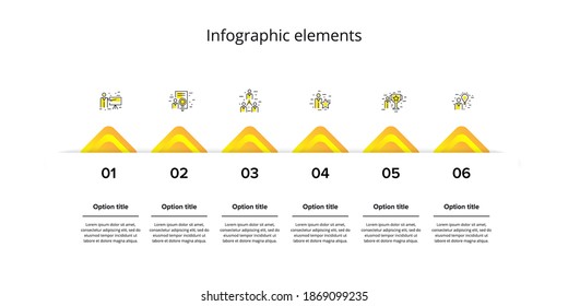 infografías de la gráfica de procesos empresariales con cuadrados de 6 pasos. Elementos gráficos circulares del flujo de trabajo corporativo. Plantilla de presentación del diagrama de flujo de la empresa. Diseño gráfico de información vectorial.