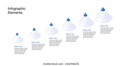 infografías de la gráfica de procesos empresariales con 6 conos de pasos. Elementos gráficos de flujo de trabajo corporativo cúbico. diapositiva de presentación del diagrama de flujo de la empresa. Gráfico informativo vectorial en diseño isométrico.