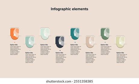 Geschäftsprozessdiagramm-Infografiken mit 6 Stufen-Quadraten. Rechteckige Workflow-Grafikelemente. Präsentationsfolie des Unternehmens-Flussdiagramms. Vektorgrafik im flachen Design