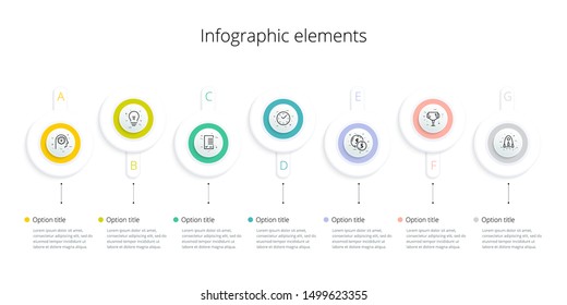 Infografías de gráficos de procesos de negocio con 7 opciones de pasos. Elementos gráficos de flujo de trabajo corporativo cuadrado. Plantilla de diapositivas de presentación del diagrama de flujo de la empresa. Diseño gráfico de información de Vector.