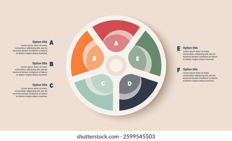 Business process chart infographics with 7 step circles. Round workflow graphic elements. Company flowchart presentation slide. Vector info graphic in flat design