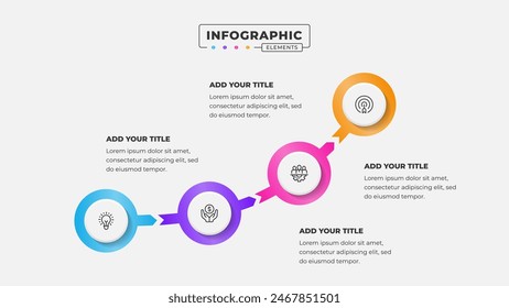 Business process circular arrow infographic design template with 4 steps