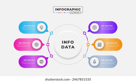 Business process circular infographic design template with 6 steps