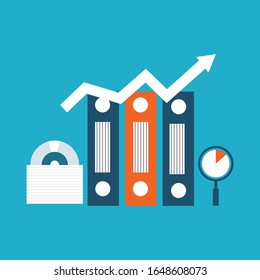 business process concept flat design on blue background