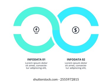 Business process concept for infographic with 2 steps, options, parts or processes. Business data visualization.	