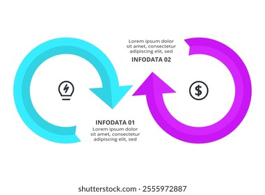 Business process concept for infographic with 2 steps, options, parts or processes. Business data visualization.	