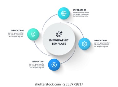 Business process concept for infographic with 4 steps, options, parts or processes. Business data visualization.	