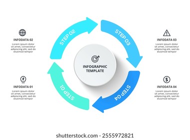 Business process concept for infographic with 4 steps, options, parts or processes. Business data visualization.	