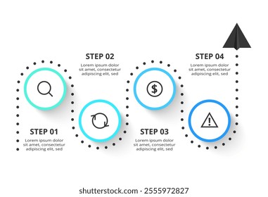 Business process concept for infographic with 4 steps, options, parts or processes. Business data visualization.	