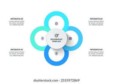Business process concept for infographic with 4 steps, options, parts or processes. Business data visualization.	